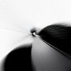 The Black Hole Sun art print features a central vortex-like shape with radiating lines. Its high-contrast black and white design emphasizes light and shadow, creating motion and depth.