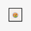 A framed art print illustration features grilled chicken knife-shaved noodles in tomato soup with sliced meat and green vegetables. Elegantly displayed in a black frame, this artwork is beautifully showcased against a light gray background.