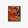 Illustration of a person in stylized attire standing confidently beside a tiger, set against a vibrant decorative backdrop framed in black; bursting with dynamic energy, it resembles an art print. Product: Tiger And Proud | 虎虎生威.