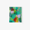 The Aerial View #3 art print features overlapping green, blue, red, purple, and yellow shapes with fluid forms. It has a textured look and is beautifully framed in white against a minimal background.