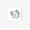 The charming art print Mousansans Birthday showcases a fluffy creature in a party hat joyfully holding a strawberry-topped cake, with Japanese text on the right side, all against a crisp white background. The creature’s excited expression perfectly captures the celebration.