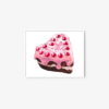 The Pink Heart Cake art print features an illustration of a wedge-shaped chocolate cake slice with pink icing, cherries, and white sprinkles on a crisp white background.