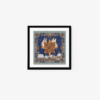 The Star art print features two whimsical cats in winter outfits beneath a snowy night sky. Elegantly framed, the border boasts intricate ornate patterns, bringing enchantment to your decor.
