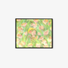 Art print Flower Flood features pink flowers with green leaves, soft brushstrokes for a textured, airy feel. Framed in simple black on white background, it elegantly enhances any space.