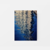 The art print Illusion showcases an abstract reflection of a tall building in water, with a wavy, distorted look. It combines deep blue and beige hues to beautifully capture the ripple effect on the waters surface.